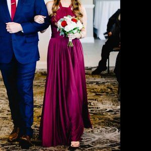 High neck mesh bridesmaid dress